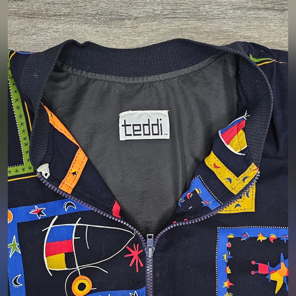 Vintage Teddi Multicolor Geometric Zip-Up Jacket - Picture 3 of 4